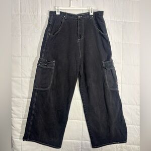 Vintage 90s BREAKDOWN Wide Leg Black Cargo Jeans JNCO Style